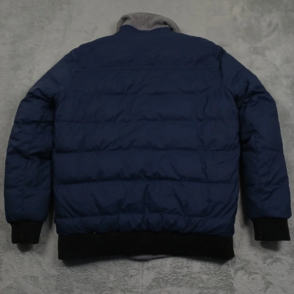 Prana Jacket Mens Large Gray Blue Reversible Full Zip Pockets Wool Blend Outdoor